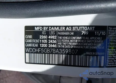 2011 Mercedes-Benz E 350 z USA, uszkodzony, nr VIN WDDHF5GB7BA359807